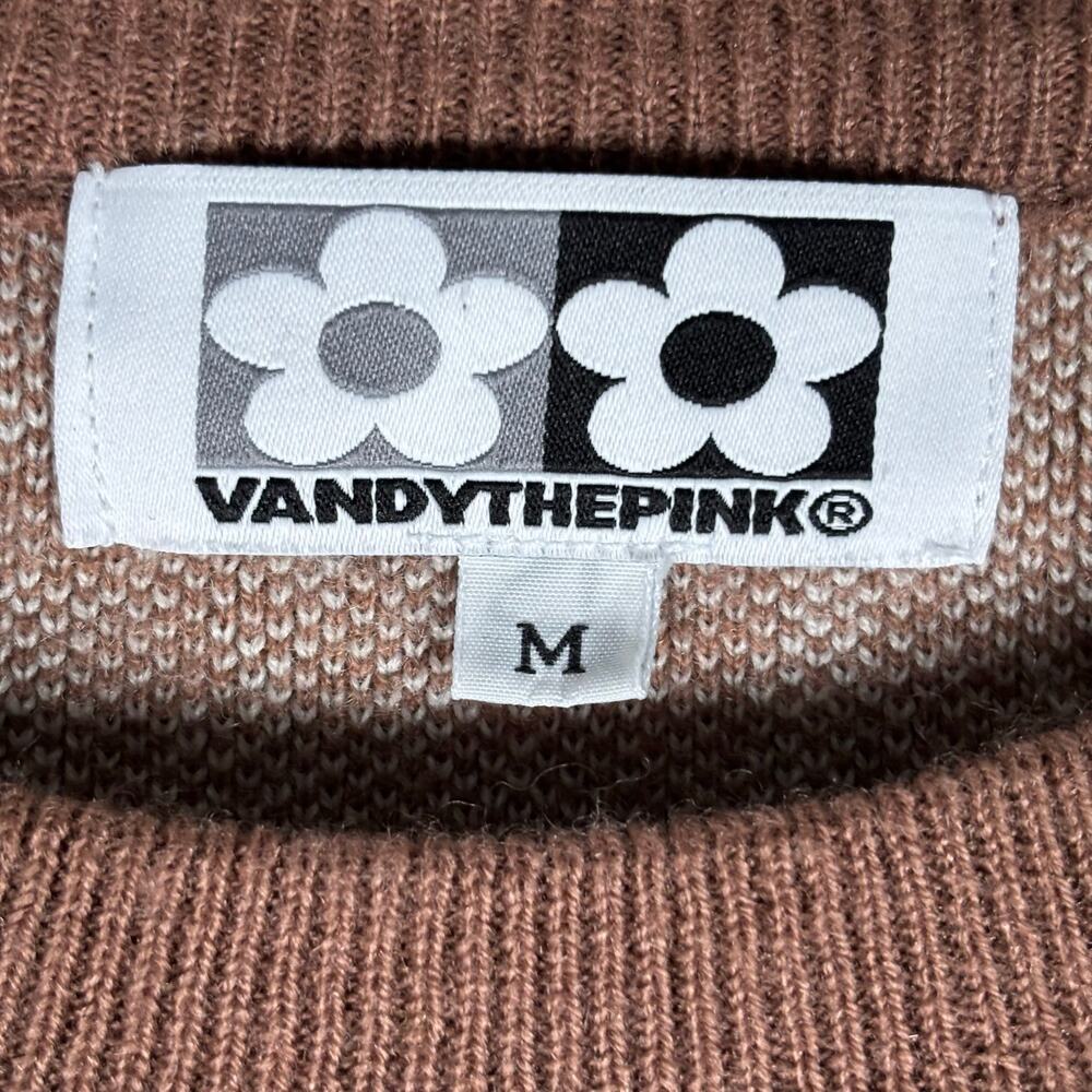 Vandy The Pink Vior Wool Blend Knit Sweater Streetwear Brown Cream Unisex M - Picture 4 of 7